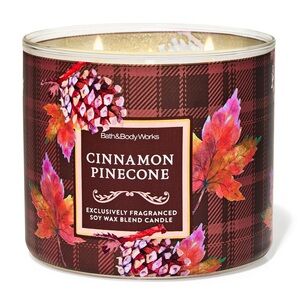 Bath & Body Works Cinnamon Pinecone Plaid Candle